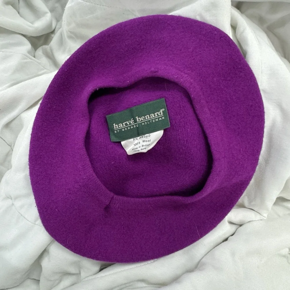 Vintage Harve Benard Purple French Beret Hat Made Of 100% Wool